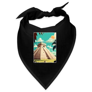 Chichen Itza Dekoration Vintage Reiseposter WPA - Bandana - Schwarz - Vorne
