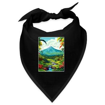 Costa Rica Vulkan Arenal Karibik Reiseposter - Bandana - Schwarz - Vorne