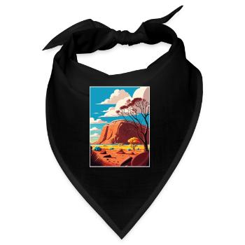 Ayers Rock Australien Vintage Reiseposter WPA Kunst - Bandana - Schwarz - Vorne