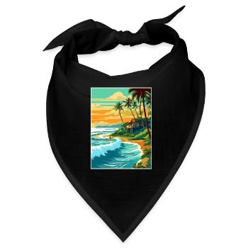 North Shore Hawaii Vintage Reiseposter Souvenir - Bandana - Schwarz - Vorne