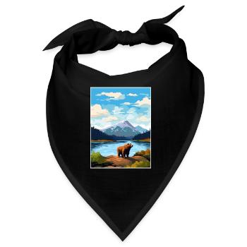 Kodiak Island Alaska Vintage Reiseposter WPA Kunst - Bandana - Schwarz - Vorne