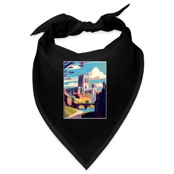 Durham England Vintage Reiseposter WPA Souvenir - Bandana - Schwarz - Vorne