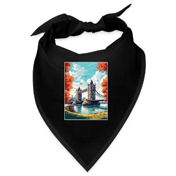 Tower Bridge England Vintage Reiseposter WPA Kunst - Bandana - Schwarz - Vorne