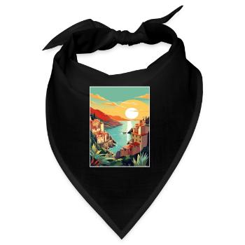 Cinque Terre Italien Dekoration Patmos Reiseposter - Bandana - Schwarz - Vorne