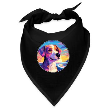 Hokkaido Hunderasse Buntes Karikatur-Aquarell - Bandana - Schwarz - Vorne
