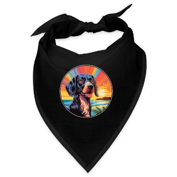 Friesische Spitzhundrasse Bunte Karikatur Wasserc - Bandana - Schwarz - Vorne