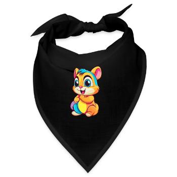 Chipmunk Buntes Aquarell Cartoon Kawaii Tier - Bandana - Schwarz - Vorne