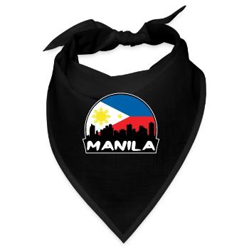 Manila Philippinen Flagge Skyline Silhouette Reisen - Bandana - Schwarz - Vorne