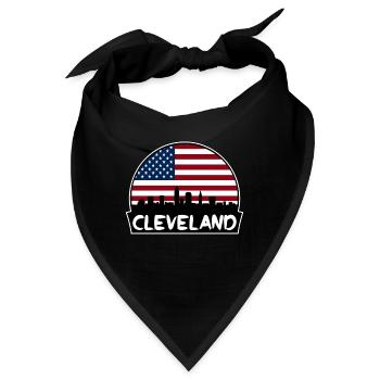 Cleveland, Ohio, USA, Flagge, Skyline, Silhouette, Reisen - Bandana - Schwarz - Vorne