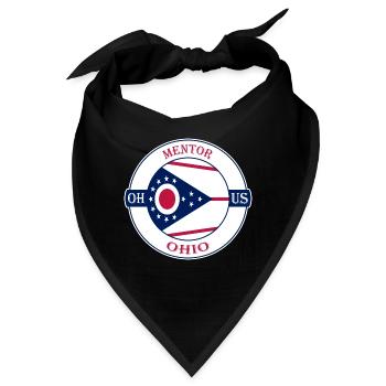 Mentor Ohio Flagge USA Reise Souvenir Abzeichen - Bandana - Schwarz - Vorne