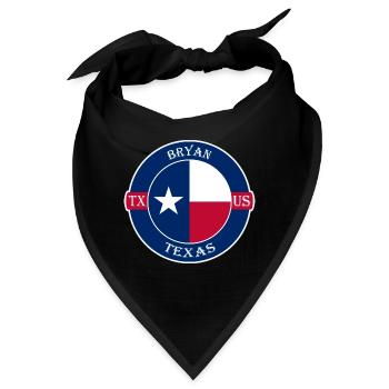 Bryan Texas Flagge USA Reise Souvenir Abzeichen - Bandana - Schwarz - Vorne