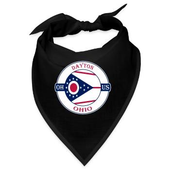Dayton Ohio Flagge USA Reise Souvenir Abzeichen - Bandana - Schwarz - Vorne