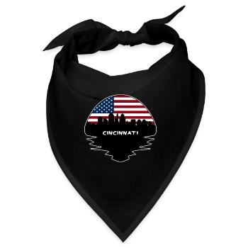 Cincinnati Ohio USA Flagge Skyline Silhouette Reisen - Bandana - Schwarz - Vorne