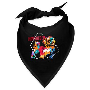 Flauschiger Havaneser Schoßhund - Bandana - Schwarz - Vorne