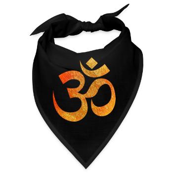 Om Symbol Textur Feuerorange - Bandana - Schwarz - Vorne