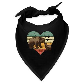 Retro Herz Vintage Bär Bären - Bandana - Schwarz - Vorne