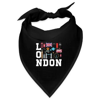 London England UK Great Britain - Bandana Dreieckstuch - Schwarz - Vorne