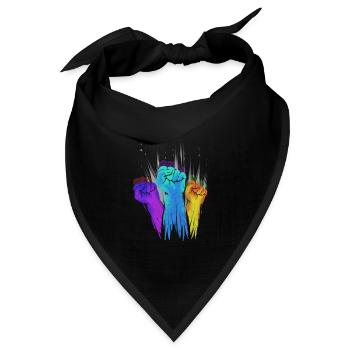 Bunte geballte Fäuste erhoben - Bandana Dreieckstuch - Schwarz - Vorne