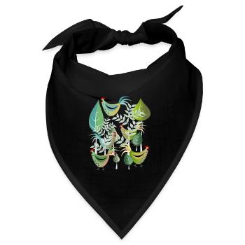 Vogel Huhn Hahn Hühner Frühling Henne Ostern - Bandana Dreieckstuch - Schwarz - Vorne