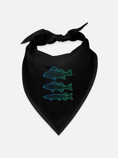 Raubfisch Angeln Polygon Barsch Zander Hecht - Bandana Dreieckstuch - Schwarz