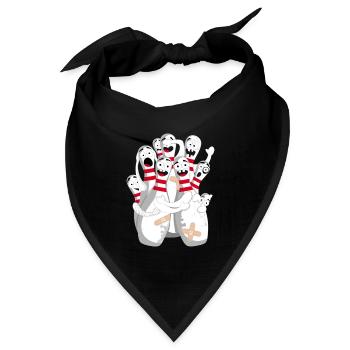 Lustige Bowlingkegel mit Angst vor der Kugel - Bandana Dreieckstuch - Schwarz - Vorne