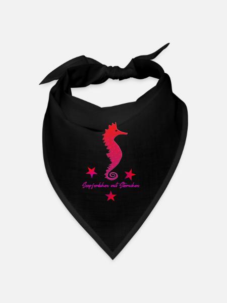 rotes Seepferdchen mit Sternchen pink - Bandana Dreieckstuch - Schwarz