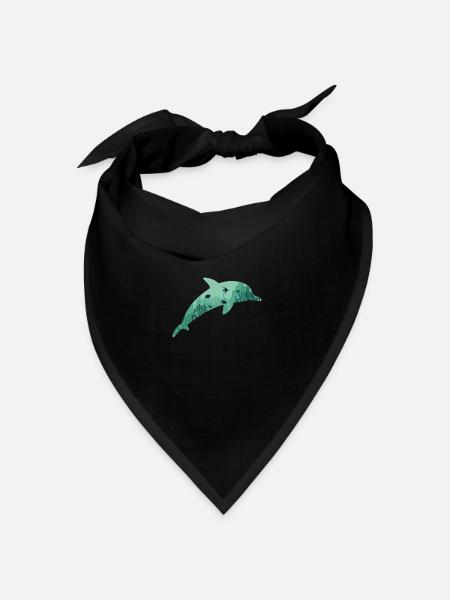 Delfin Delphin - Bandana Dreieckstuch - Schwarz