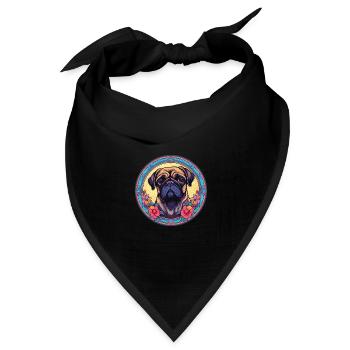 Bunter Hund Buntes Aquarell Tier Cartoon - Bandana Dreieckstuch - Schwarz - Vorne