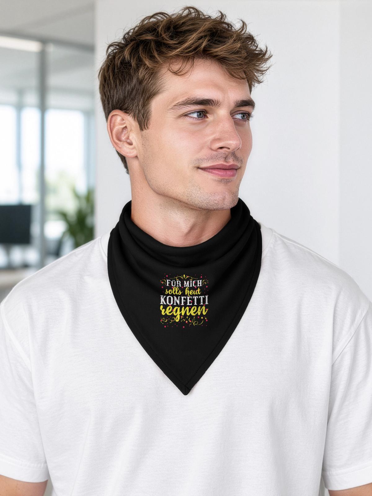Konfetti Fasching - Bandana Dreieckstuch - Schwarz - Vorne