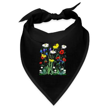 Blume Wildblumenwiese Wiese Wildwiese Blumen - Bandana Dreieckstuch - Schwarz - Vorne