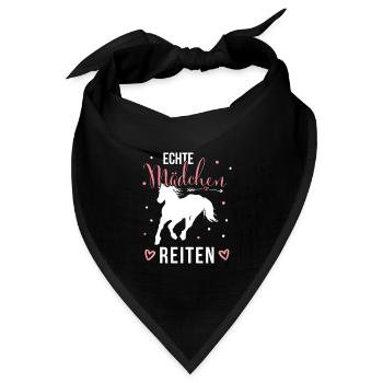 Echte Mädchen Reiten Pferde Mädchen - Bandana Dreieckstuch - Schwarz - Vorne