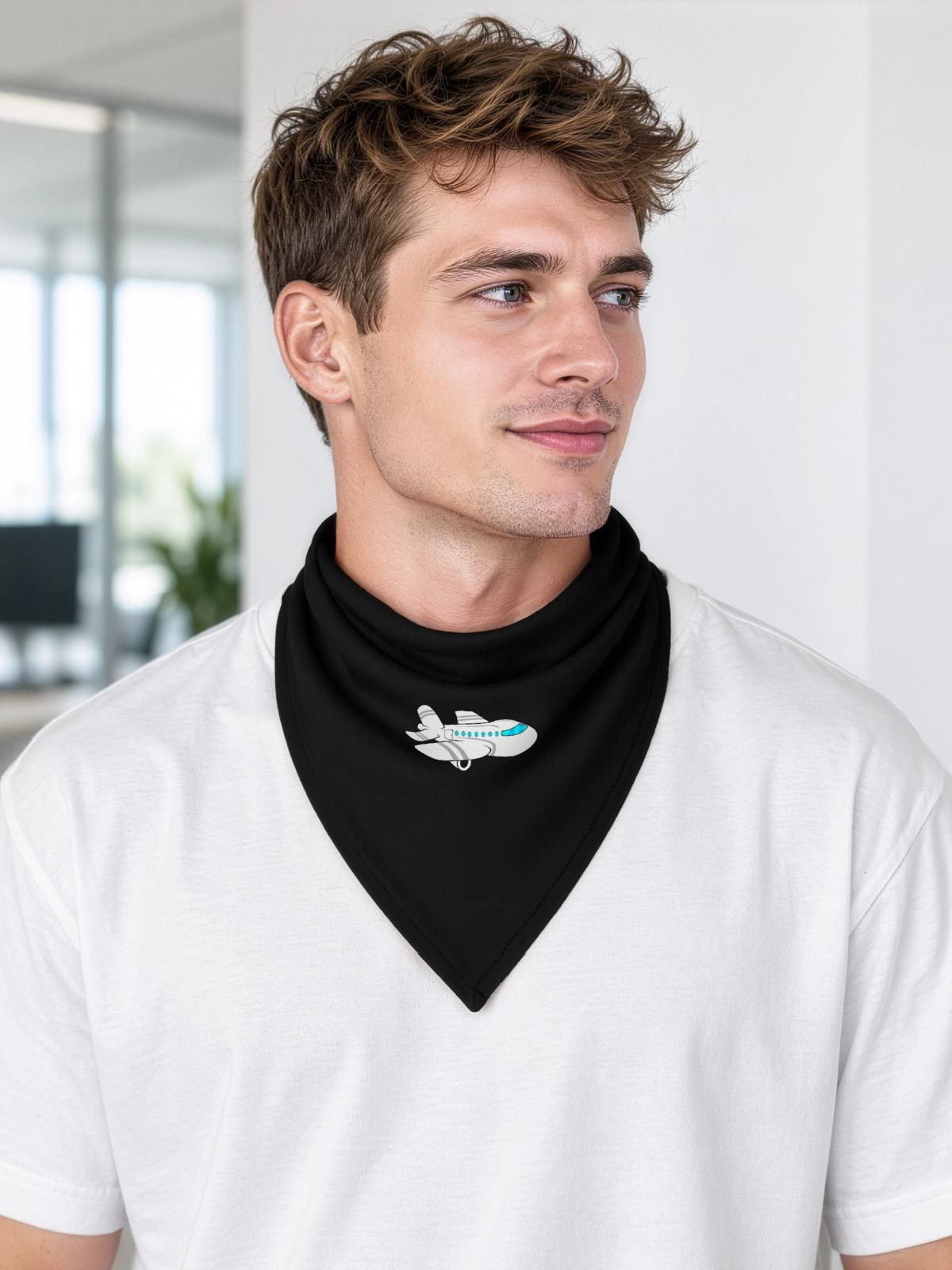 Flugzeug - Bandana Dreieckstuch - Schwarz - Vorne