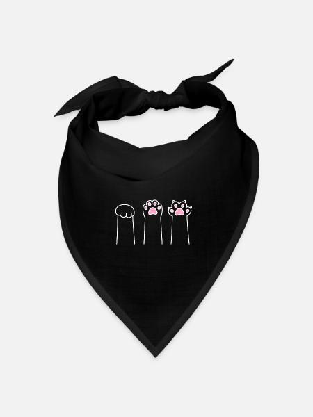Katze Pfote Spiel Katzenpfoten Stein Papier Schere - Bandana Dreieckstuch - Schwarz