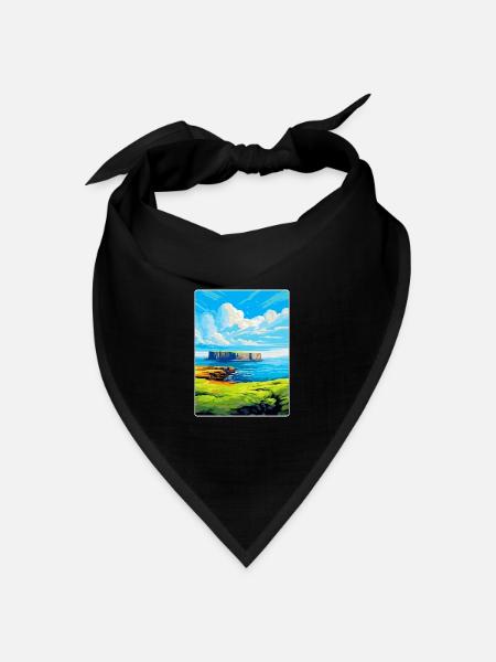 Isle Of Staffa Schottland Vereinigtes Königreich Vintage Reiseposter - Bandana Dreieckstuch - Schwarz