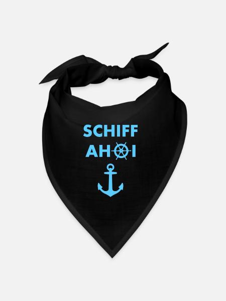 Schiff Ahoi Motiv mit Anker - Bandana Dreieckstuch - Schwarz