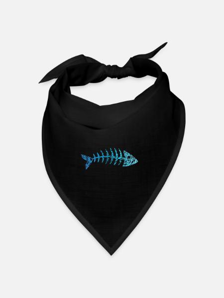 Fisch Gräten Fischskelett Fischgräten Kritzelei - Bandana Dreieckstuch - Schwarz