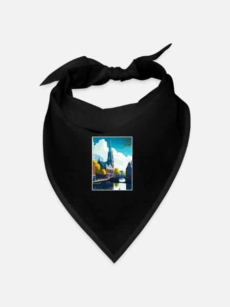 Delft Niederlande Vintage Reiseposter Souvenir - Bandana Dreieckstuch - Schwarz