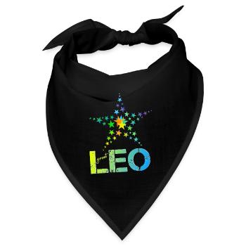 Leo Geburtstag Leo - Bandana Dreieckstuch - Schwarz - Vorne