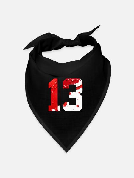 NR. 13 NUMMER 13 ROT WEIß 13. GEBURTSTAG - Bandana Dreieckstuch - Schwarz
