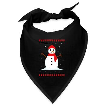 Schneemann Winter Weihnachten - Bandana Dreieckstuch - Schwarz - Vorne