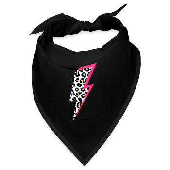 Blitz Leoparden Muster Pastellfarben mit Neon-Pink - Bandana Dreieckstuch - Schwarz - Vorne