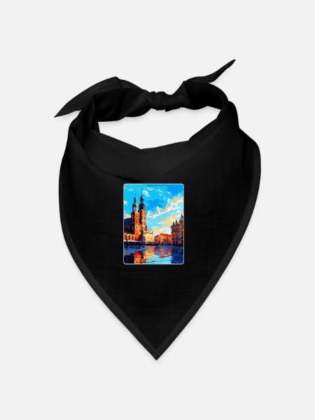 Krakau Polen Vintage Reiseplakat WPA Souvenir - Bandana Dreieckstuch - Schwarz