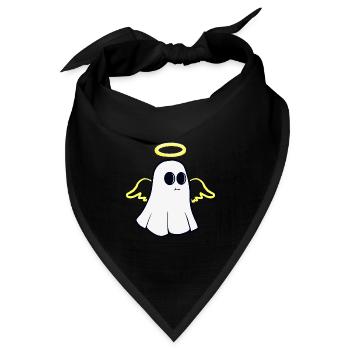 Niedlicher Geist mit Heiligenschein - Bandana Dreieckstuch - Schwarz - Vorne