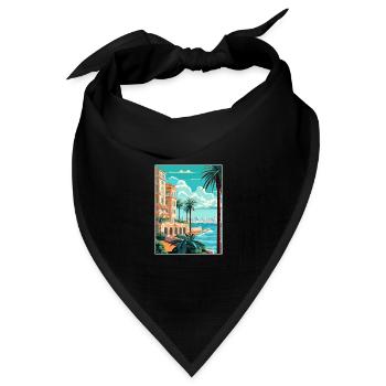 Cote D Azur Frankreich Vintage Reiseposter Souvenir - Bandana Dreieckstuch - Schwarz - Vorne