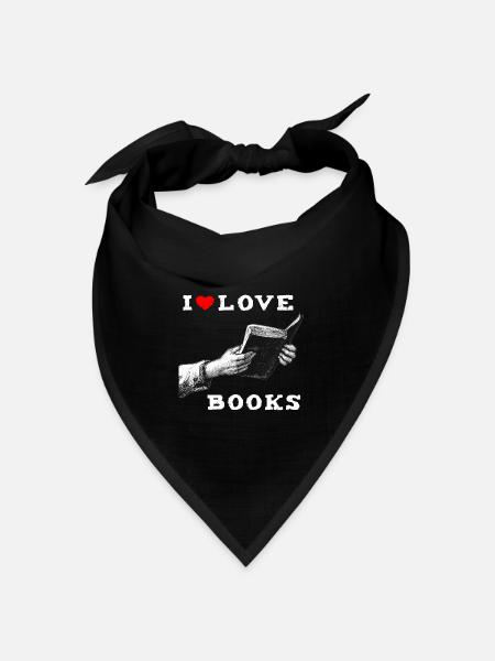 Ich liebe Bücher - Bandana Dreieckstuch - Schwarz