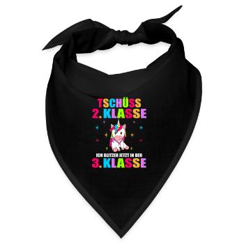 Tschüss 2.Klasse Ich Glitzer Jetzt In Der 3.Klasse - Bandana Dreieckstuch - Schwarz - Vorne
