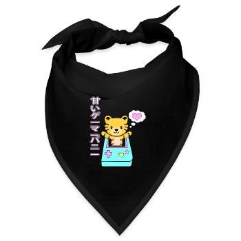 Kawai Gamer Kätzchen Kawaii Gaming Cat Ästhetische - Bandana Dreieckstuch - Schwarz - Vorne
