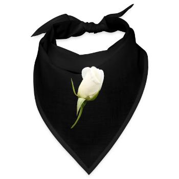 weiße Rose weiße Blume - Bandana Dreieckstuch - Schwarz - Vorne