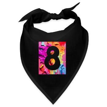 NR. 8 NUMMER 8 BUNT 8. GEBURTSTAG - Bandana Dreieckstuch - Schwarz - Vorne