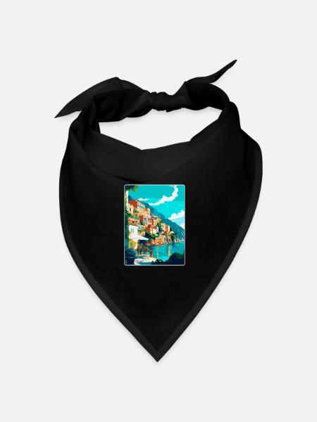 Capri Italien Vintage Reiseplakat WPA Kunst Souvenir - Bandana Dreieckstuch - Schwarz